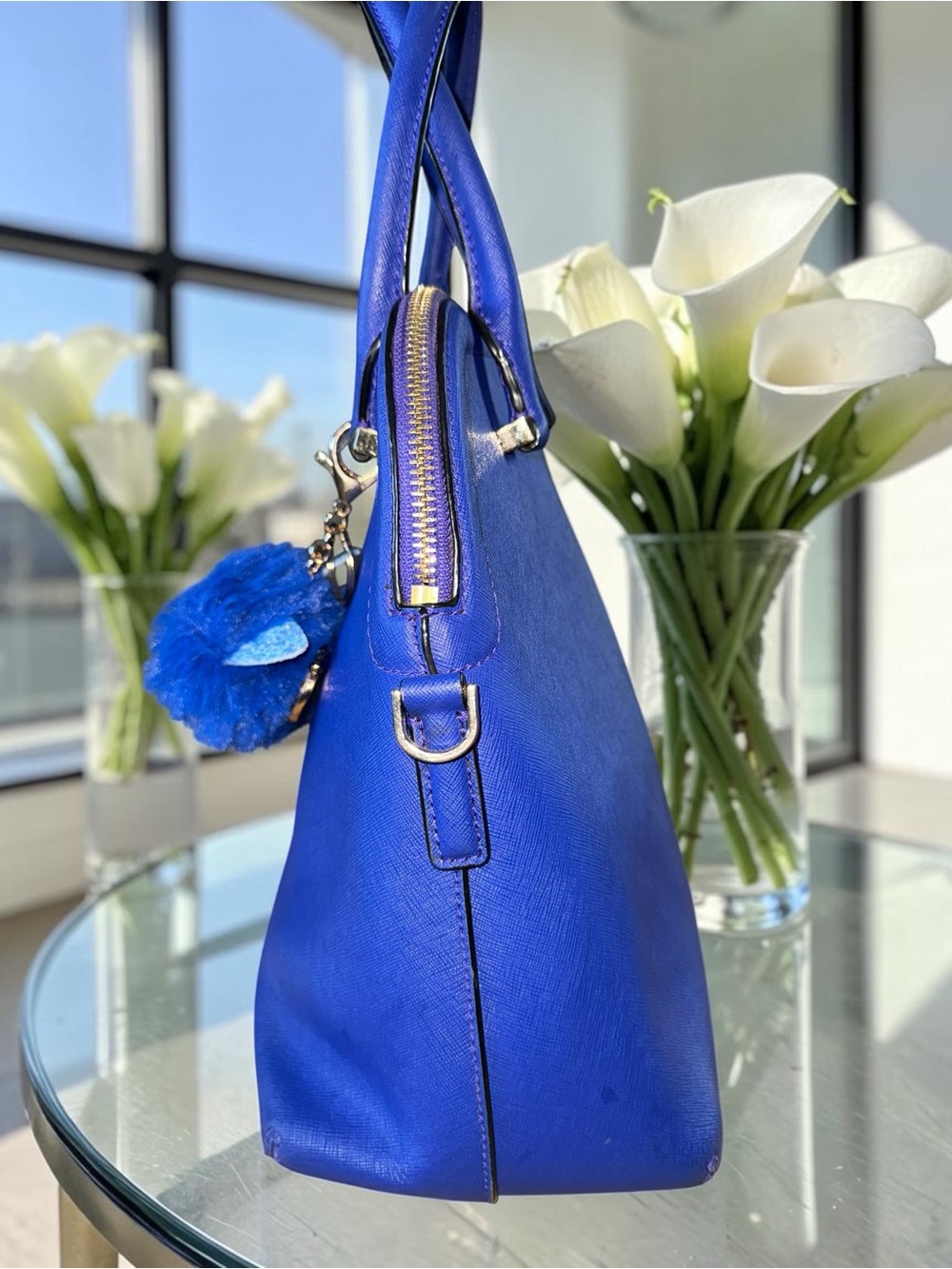 Kate Spade Cameron Street Margot Satchel in "Nightlife Blue" w Bagcharm EUC - Picture 6 of 14